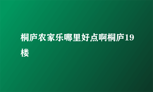 桐庐农家乐哪里好点啊桐庐19楼