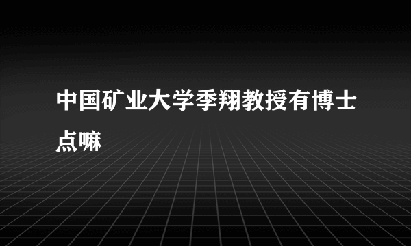 中国矿业大学季翔教授有博士点嘛