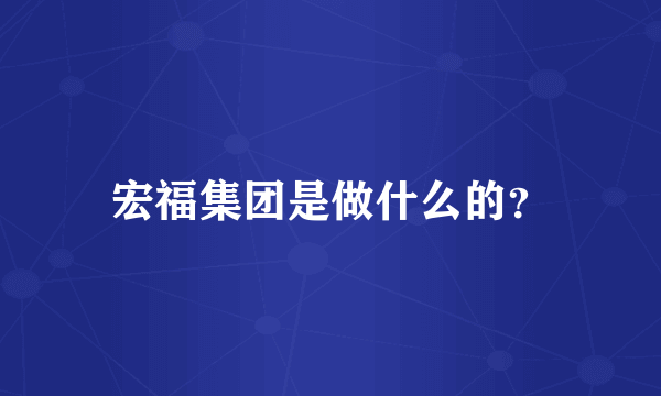 宏福集团是做什么的？