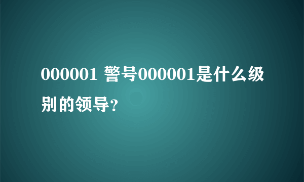 000001 警号000001是什么级别的领导？