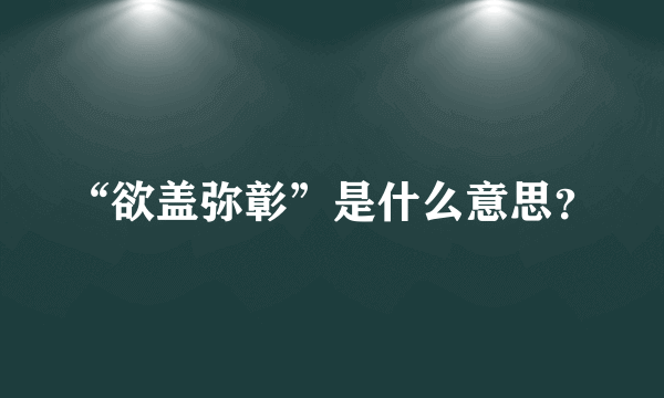 “欲盖弥彰”是什么意思？