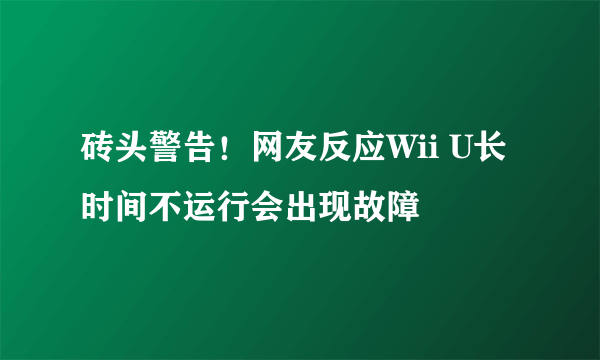 砖头警告！网友反应Wii U长时间不运行会出现故障