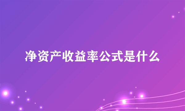 净资产收益率公式是什么