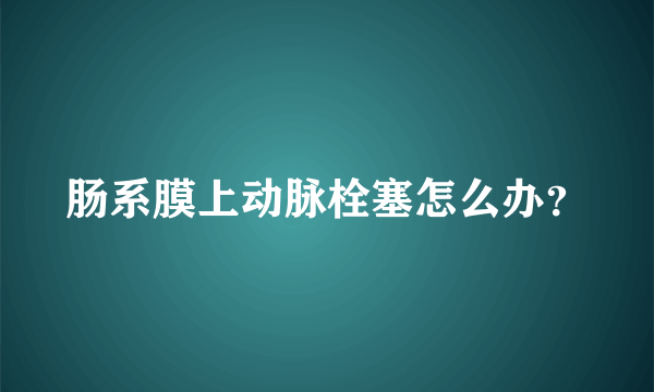 肠系膜上动脉栓塞怎么办？