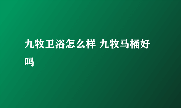 九牧卫浴怎么样 九牧马桶好吗