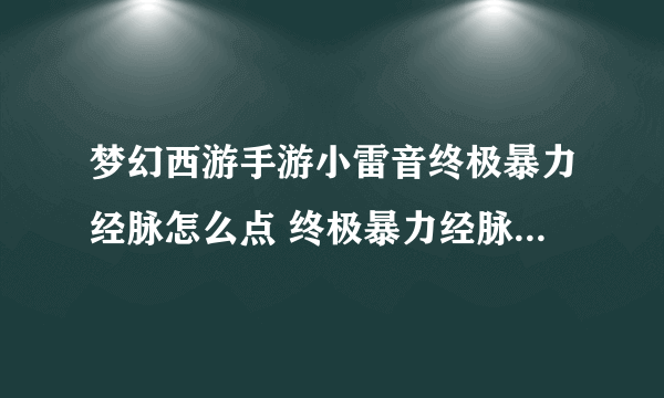 梦幻西游手游小雷音终极暴力经脉怎么点 终极暴力经脉镶嵌推荐