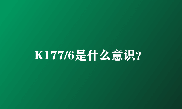 K177/6是什么意识？