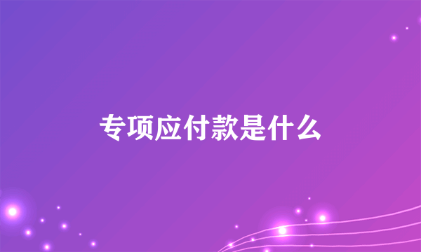 专项应付款是什么