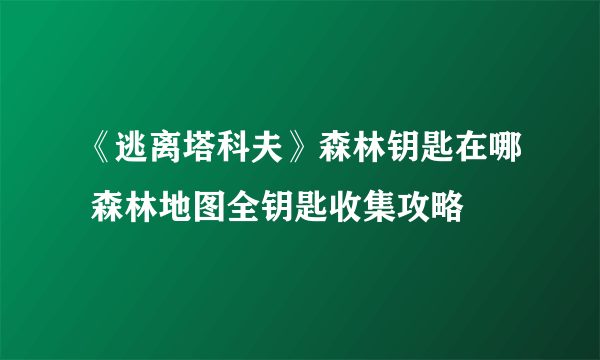 《逃离塔科夫》森林钥匙在哪 森林地图全钥匙收集攻略