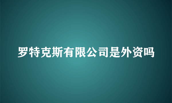 罗特克斯有限公司是外资吗