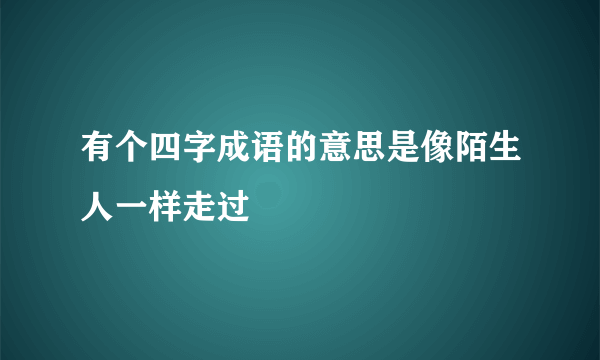 有个四字成语的意思是像陌生人一样走过