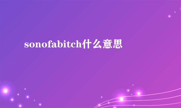 sonofabitch什么意思