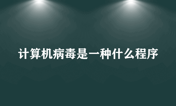 计算机病毒是一种什么程序