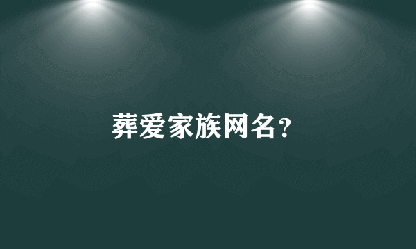 葬爱家族网名？