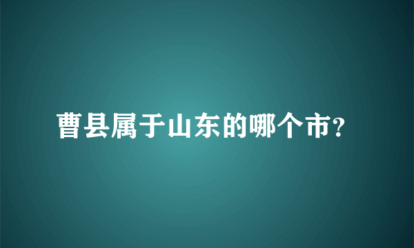 曹县属于山东的哪个市？