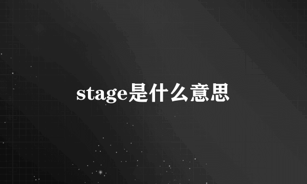 stage是什么意思