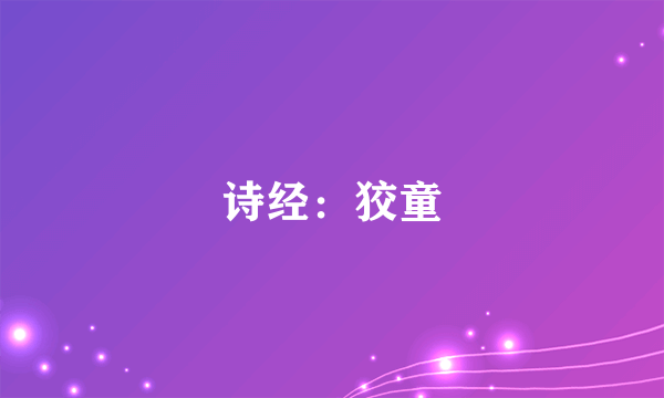 诗经：狡童