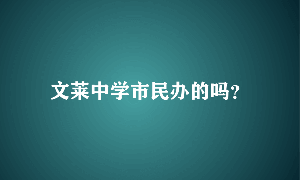 文莱中学市民办的吗？