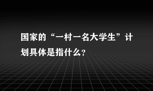 国家的“一村一名大学生”计划具体是指什么？