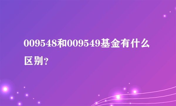 009548和009549基金有什么区别？