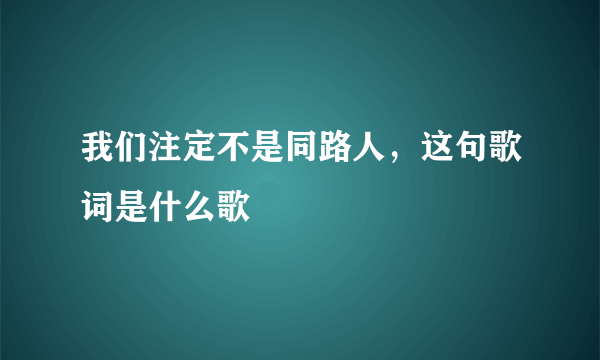 我们注定不是同路人，这句歌词是什么歌