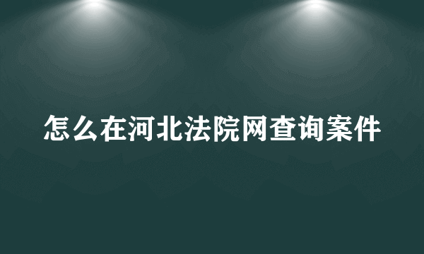 怎么在河北法院网查询案件