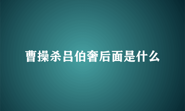 曹操杀吕伯奢后面是什么