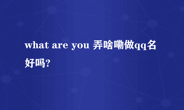 what are you 弄啥嘞做qq名好吗?