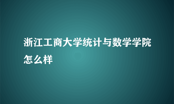 浙江工商大学统计与数学学院怎么样