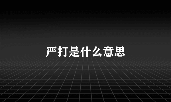 严打是什么意思