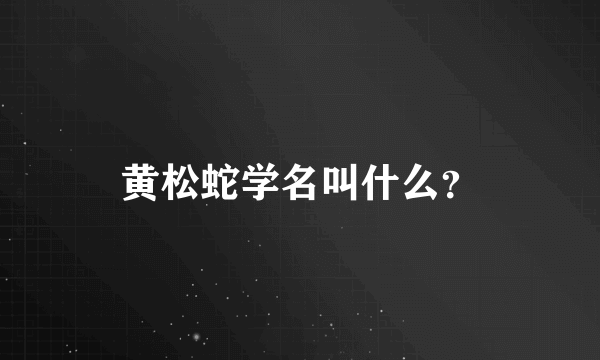 黄松蛇学名叫什么？