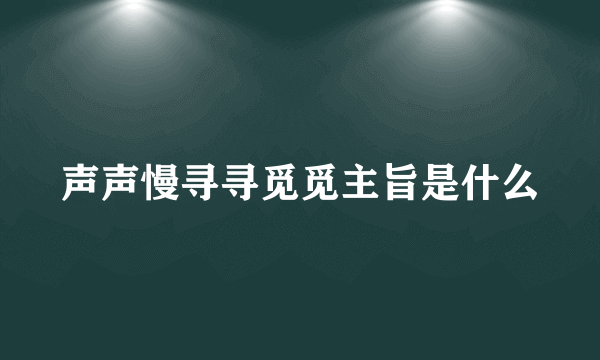 声声慢寻寻觅觅主旨是什么