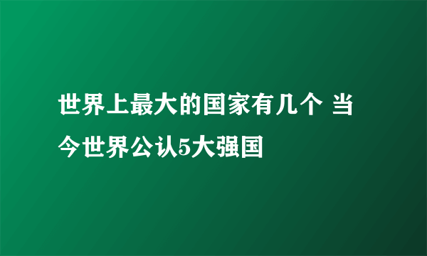 世界上最大的国家有几个 当今世界公认5大强国