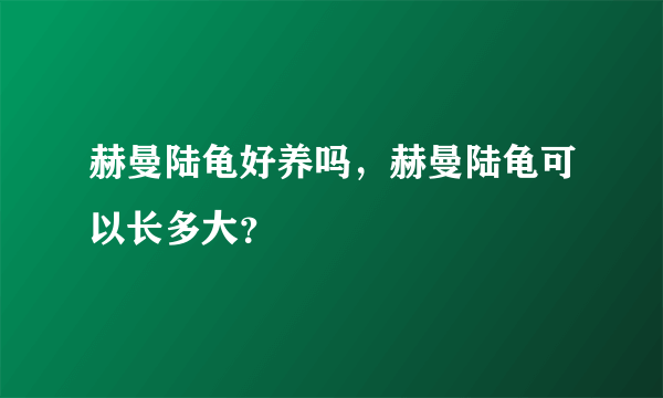 赫曼陆龟好养吗，赫曼陆龟可以长多大？