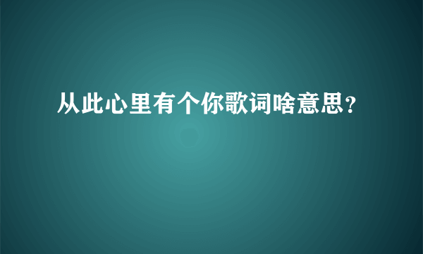 从此心里有个你歌词啥意思？