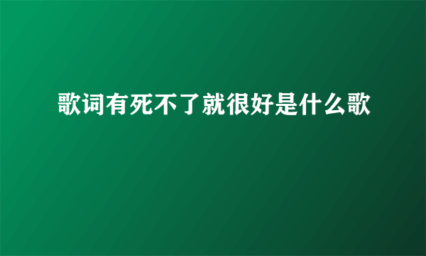 歌词有死不了就很好是什么歌