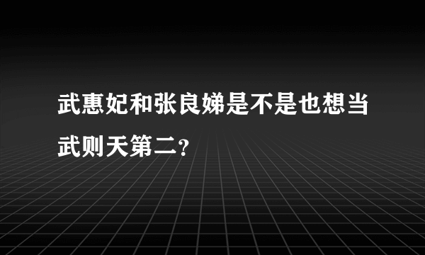 武惠妃和张良娣是不是也想当武则天第二？