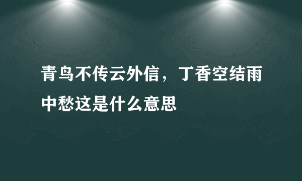 青鸟不传云外信，丁香空结雨中愁这是什么意思