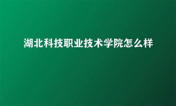 湖北科技职业技术学院怎么样