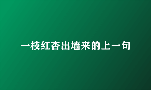 一枝红杏出墙来的上一句