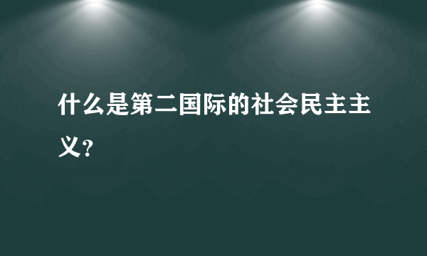 什么是第二国际的社会民主主义？