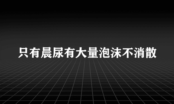 只有晨尿有大量泡沫不消散