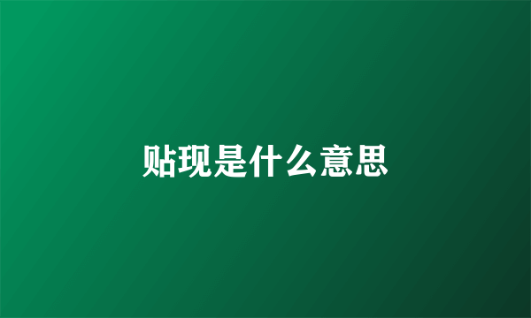 贴现是什么意思