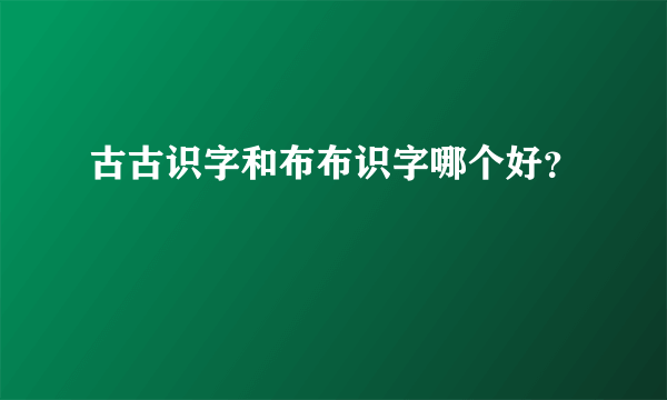 古古识字和布布识字哪个好？