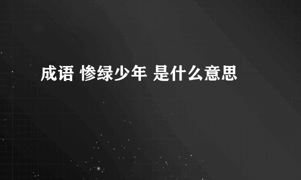 成语 惨绿少年 是什么意思