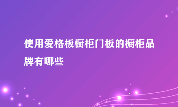 使用爱格板橱柜门板的橱柜品牌有哪些