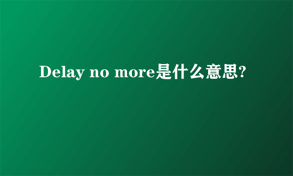 Delay no more是什么意思?