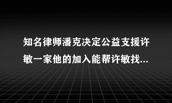 知名律师潘克决定公益支援许敏一家他的加入能帮许敏找到真相么？