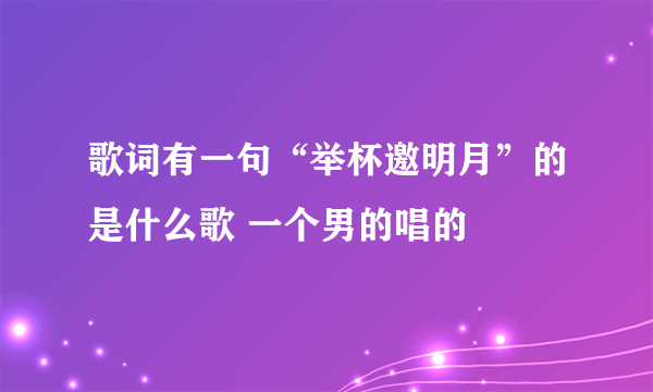 歌词有一句“举杯邀明月”的是什么歌 一个男的唱的