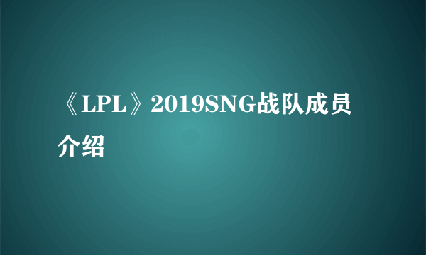 《LPL》2019SNG战队成员介绍